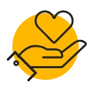 heart over a hand icon